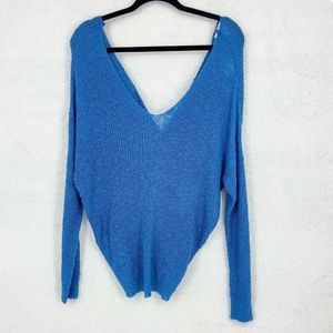 Francesca's Women's Jun & Ivy Blue Long Sleeve Twist Knit V-Neck Sweater…